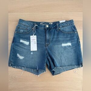 Seven 7 Cut Off Denim Jean The Weekend Short sz 14 Blue Distressed Raw Hem NEW